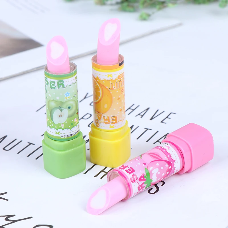 1 Stuk Kind Lippenstift Vorm Gum Student Briefpapier Xmas Geschenk Potlood Gummen