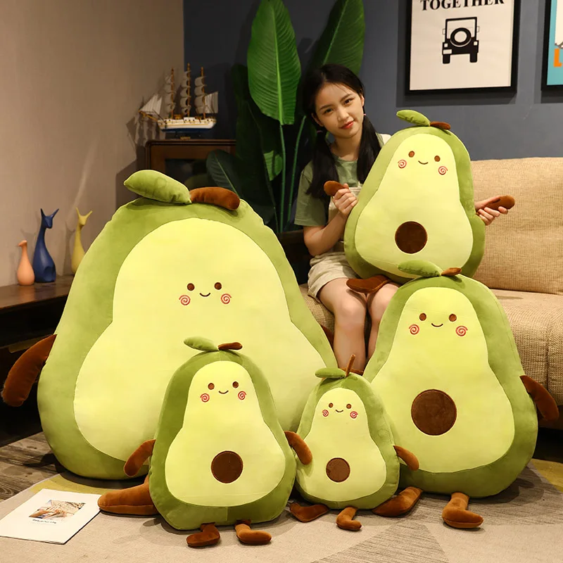 50-100cm Kawaii fruta de peluche verde gigante aguacate juguete de peluche muñeca suave almohada grande para dormir lindo regalo de cumpleaños para