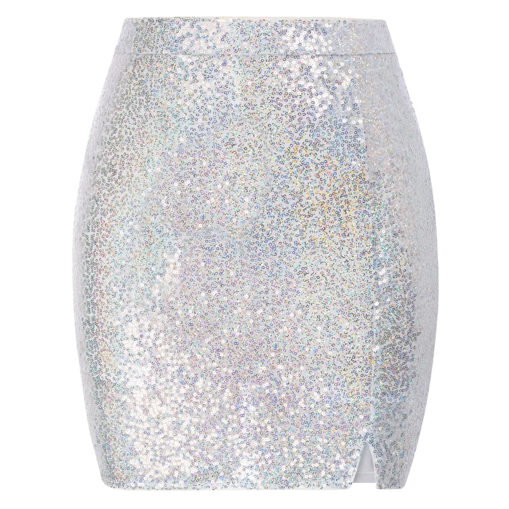 Jasambac Women Sequined Party Cocktail Skirt With Attached Shorts Above Knee Skirt Sexy Nightclub Hips-wrapped Skirts