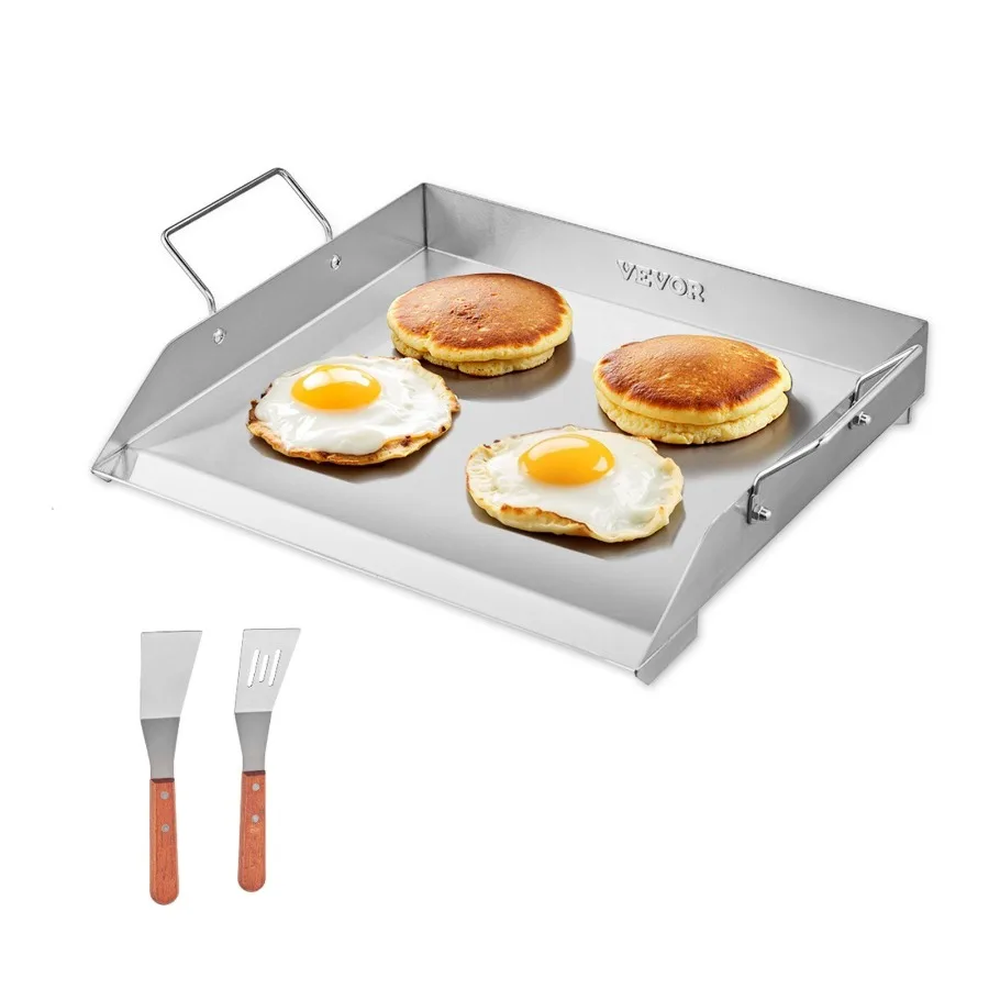 

18x16 in Flat Top Griddle Stainless Steel Universal BBQ Grill Pan Cookware