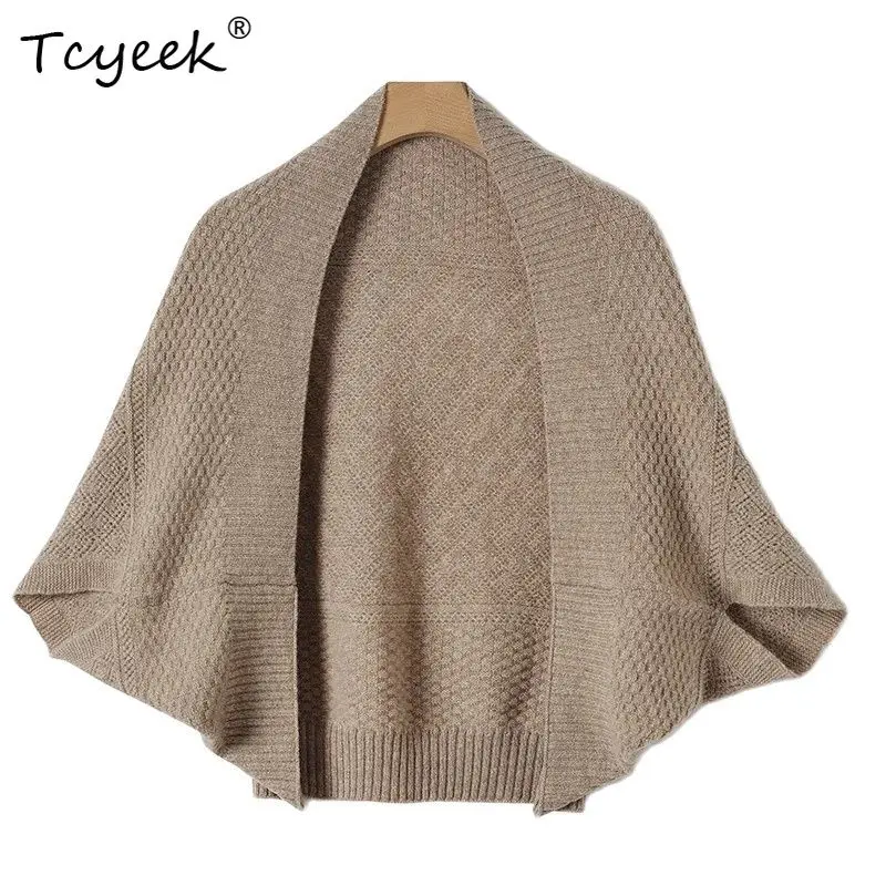 

Tcyeek, 100%Australian Wool Warm Shawl, Woman Simple Loose Shoulder Protection Cardigan, 2024 Autumn Winter New Scarf A48437QC