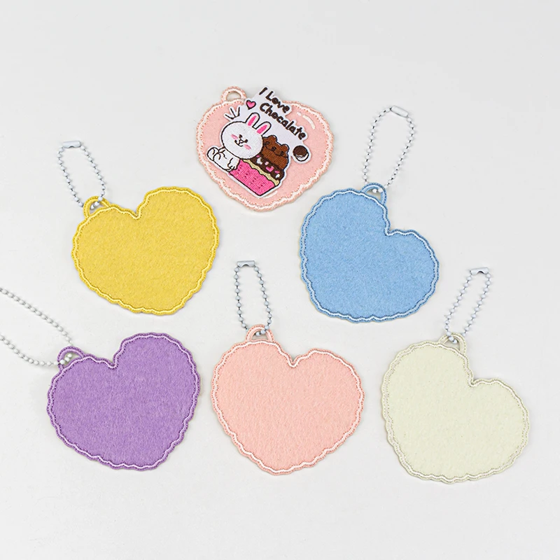 Blank Keychain Heart Shape Felt Cloth Travel Luggage Tag For Women Men DIY Suitcase Hanging Tag Travel Accessories Pendant Gift