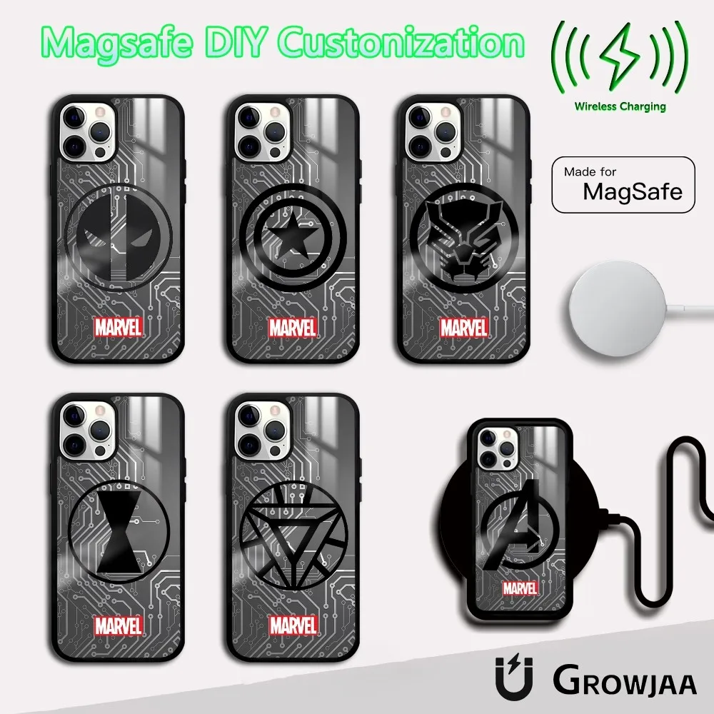 Superhero Deadpool Logo Design Phone Case For iPhone 16 15 14 13 12 11 Pro Max Plus Mini Magsafe Mirror Wireless Magnetic Cover