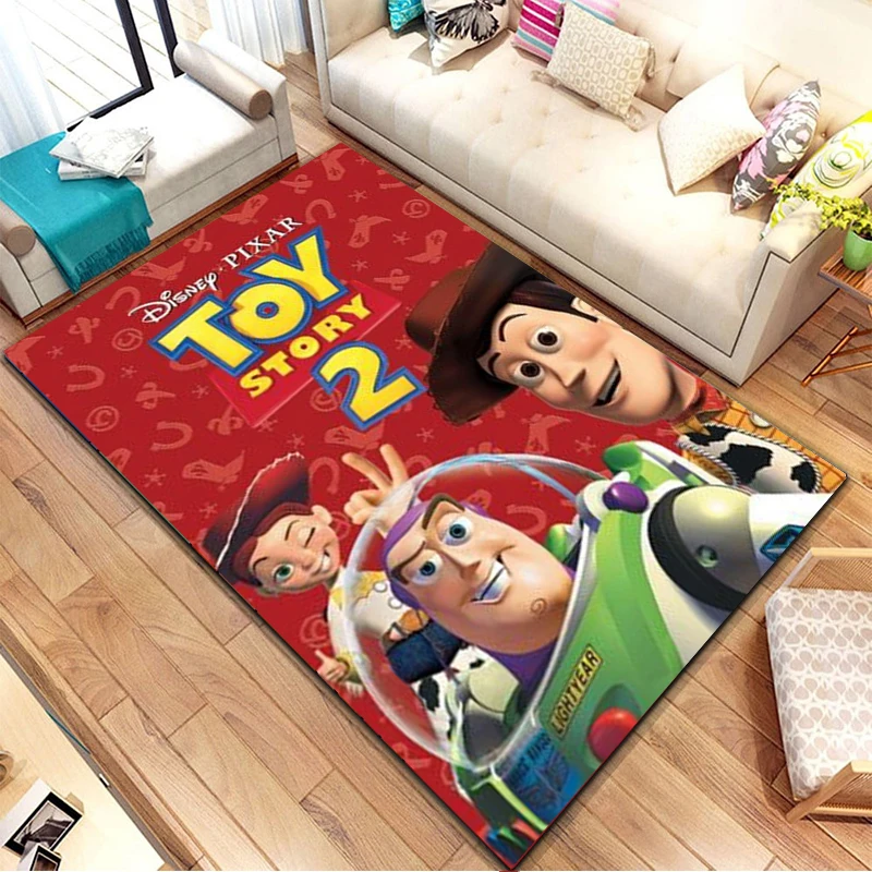 Alfombra de área de Toy Story de dibujos animados de Disney, alfombra 3D para sala de estar, dormitorio de niños, sofá, cocina, Felpudo de