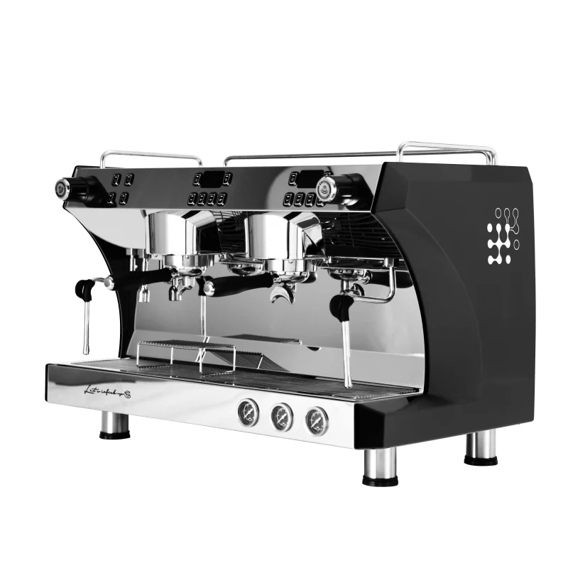 Gemilai G3120C Ink Black Professional Commercial Espresso Coffee Machine New 2-Group Programmable Electric Stainless Steel