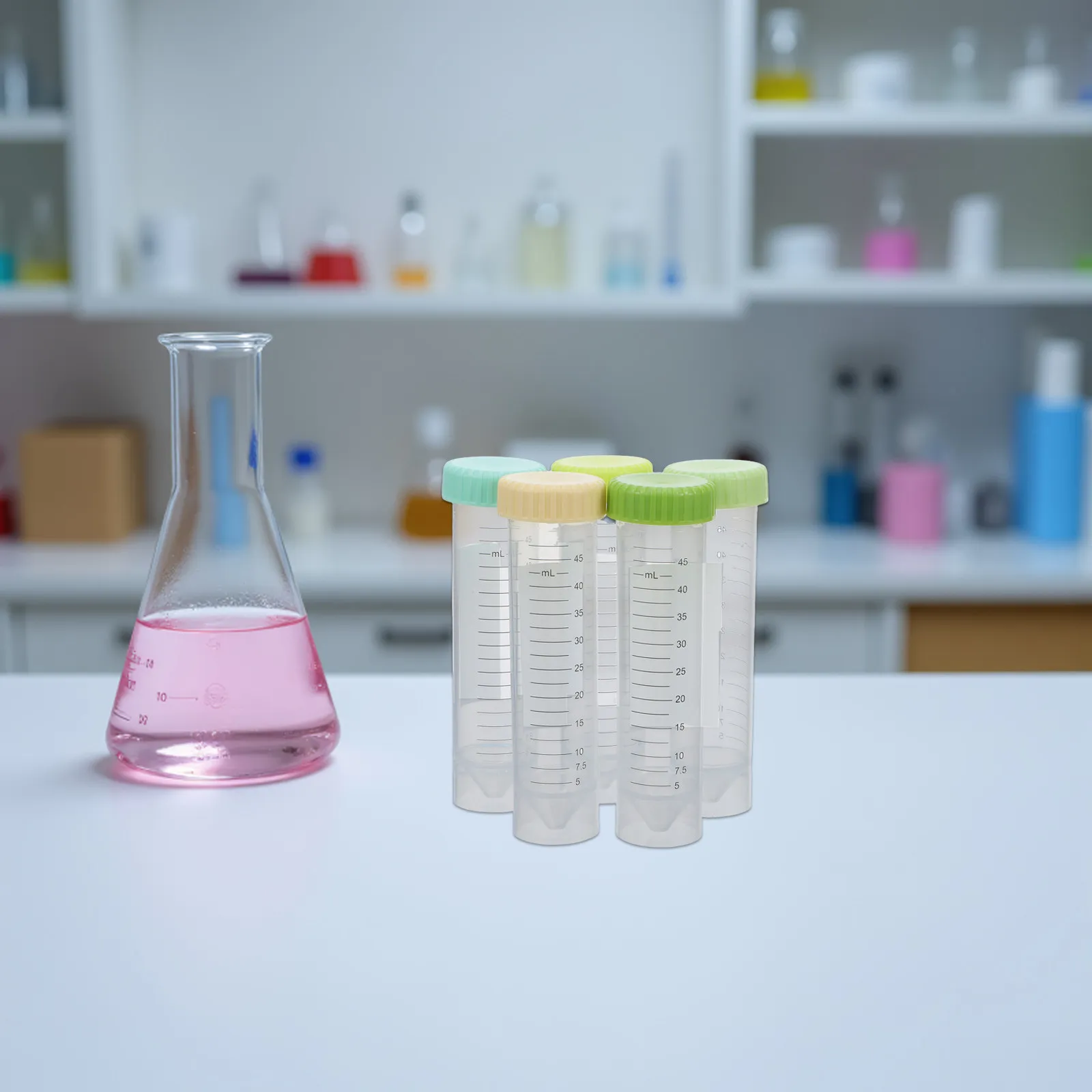 25Pcs Laboratory Centrifuge Tubes High Transparency Polypropylene Conical 50Ml Screw Caps Leakproof Test Tubes for Sample