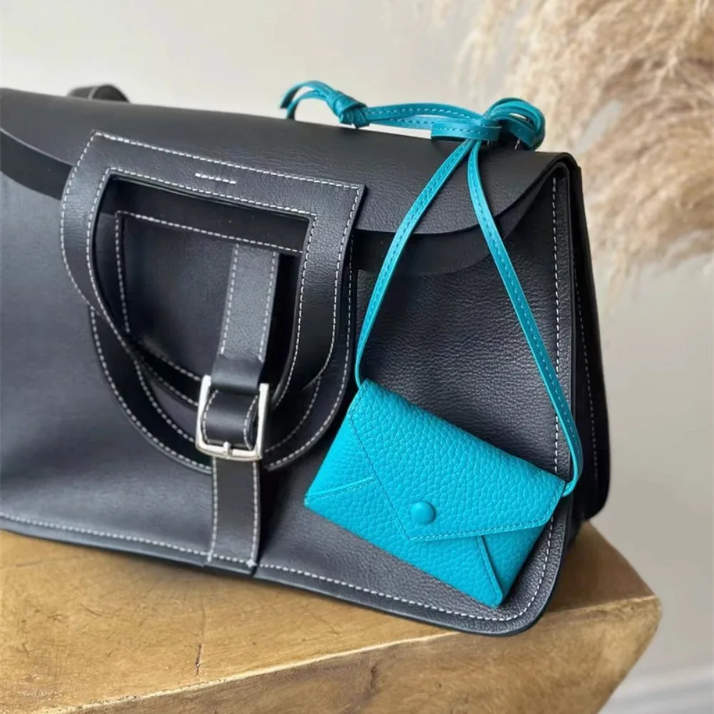 Storage Pouch PU Leather Mini Bag Necklace Solid Color Multifunctional Shoulder Bag Durable 6 Colors Crossbody Bag for Women