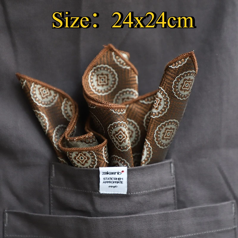 French Vintage Floral Jacquard Suit Pocket Square Romantic Pattern Elegant Handkerchief For Wedding Banquet Formal Occasions