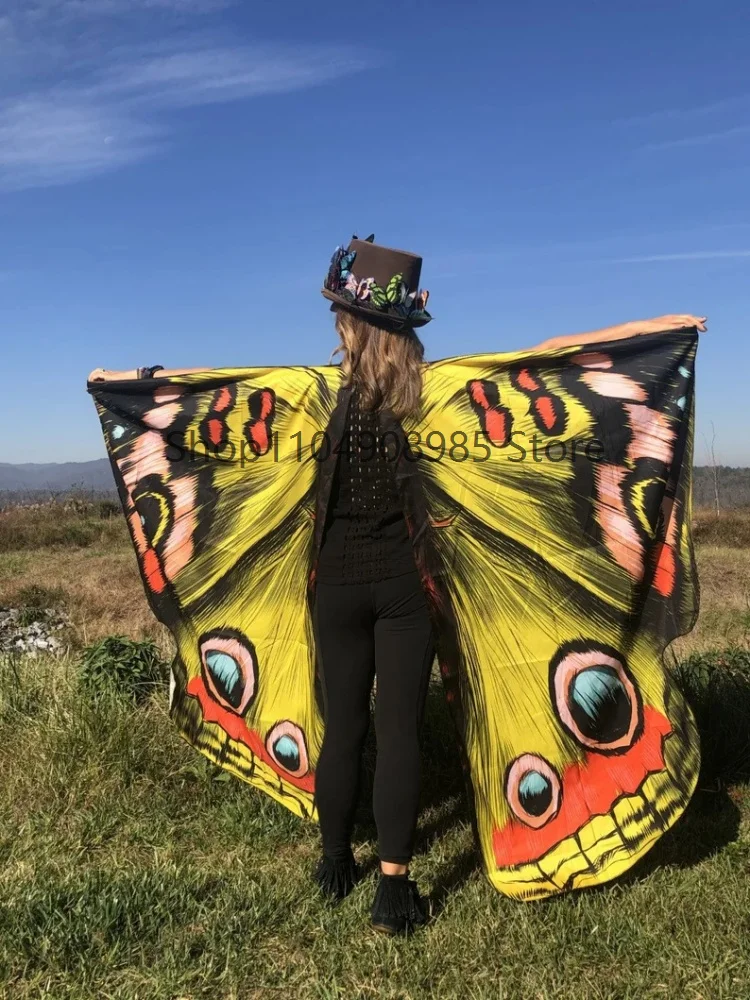 

Butterfly Wings Halloween Costume Women Party Printed Wing Shawl Fairy Cape Soft Colorful Starry Festive Play Dress Up For Adult