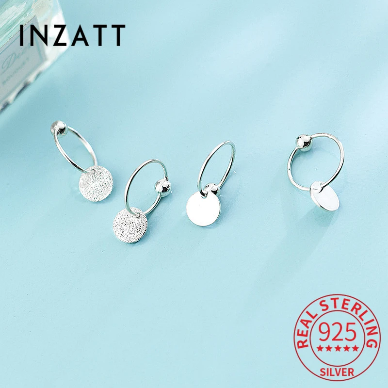 INZATT Echt 925 Sterling Silber Minimalistischen Runde Creolen Für Trendy Frauen Party Mode Schmuck OL Geometrische Zubehör