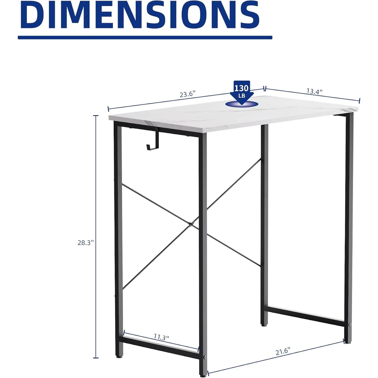 23 Inch Computer Desk for Small Spaces, Home Office Work Desk with Headphone Hook, Small Office Desk Study Writing Table