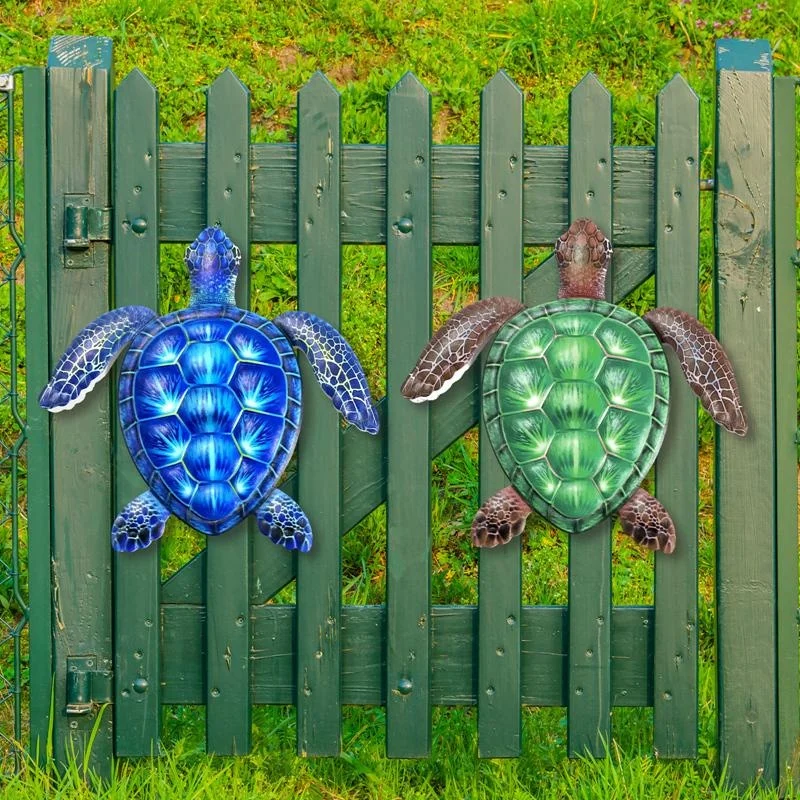 Tortue en métal série océan, Sculpture suspendue colorée pour salon intérieur et extérieur, décoration murale en fer, cadeau de jardin pour la maison Tortue en métal série océan, Sculpture suspendue colorée pour salon intérieur et extérieur, décoration murale en fer, cadeau de jardin pour la maison