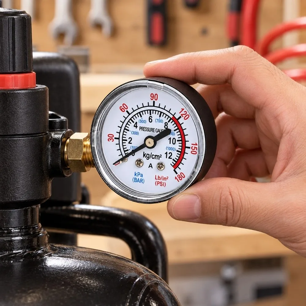 42/53mm Air Compressor Pneumatic Gauge 0-12Bar / 0-180PSI Thread 9.7/12.7mm Hydraulic Fluid Measuring Instrument