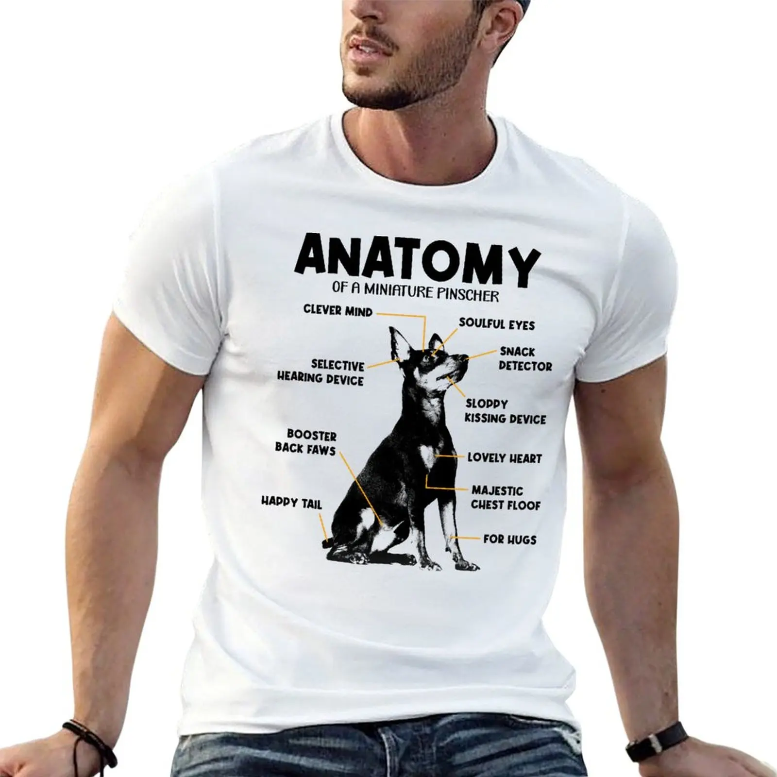 Anatomy of a Miniature Pinscher Funny Retro Dog Lover T-Shirt Summer Fashion Casual Tee Shirt