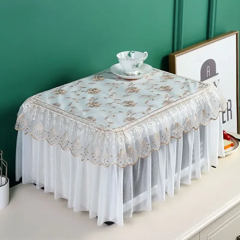 Lace Microwave Oven Cover Universal Breathable Full Covered Washable Double-layer Cloth Oil Proof Dust-proof Oven Cover