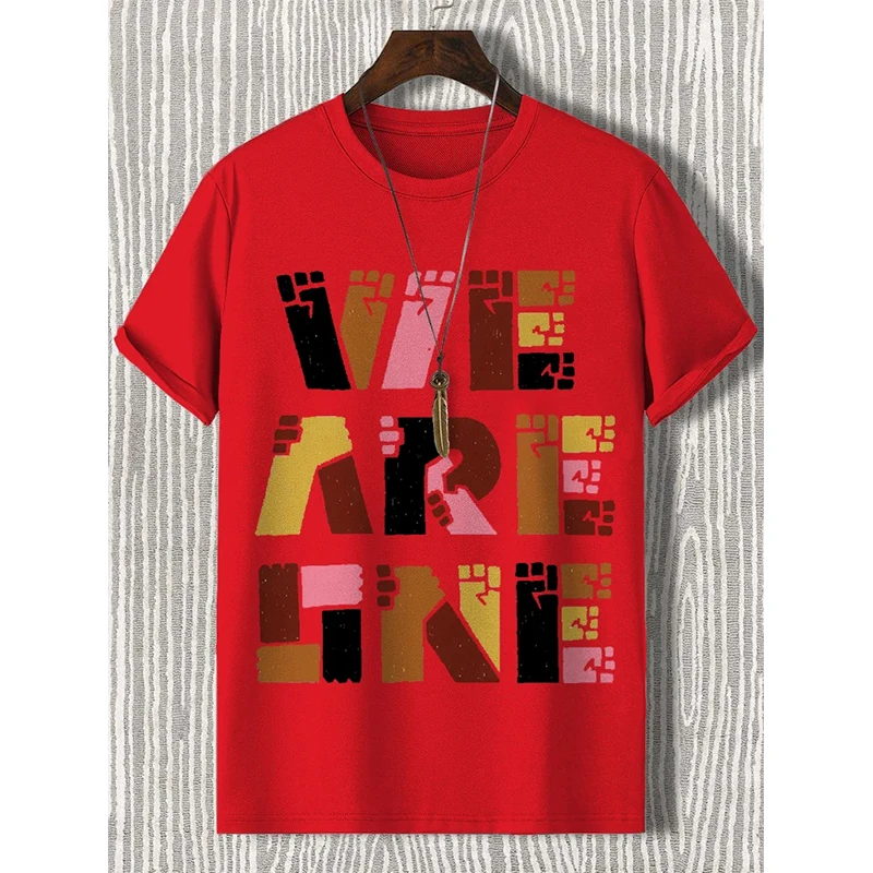 We are one Simple Letter Printed T Shirt Women Summer New Polyester Short Sleeve Tees Female Oversized Higt Street Tops Clothing
