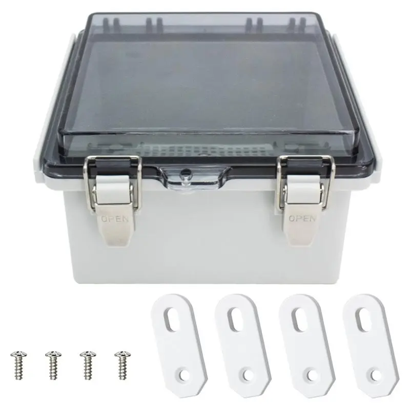 ABUI-For PCB-Friendly IP67 Junction Box, Square ABS Enclosure(5.9 X 5.9 X 3.5 In.), Clear Cover With Gray Tinting