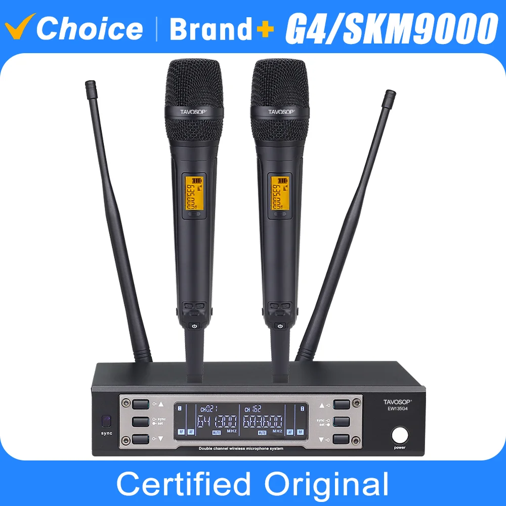 

TAVOSOP EW135G4 UHF Dual Channels Profession Wireless Microphone System Stage Performance Dynamic Long Distance Metal Handheld