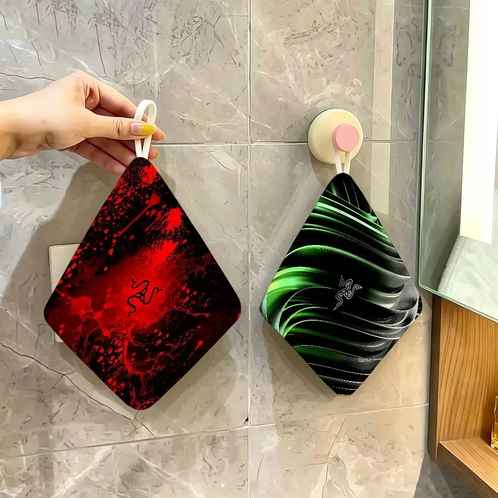Razer Logo Game Polyester Cotton Hanging Hand Towel, Super Absorbent Hand Wiping Towel for Daily Household Use