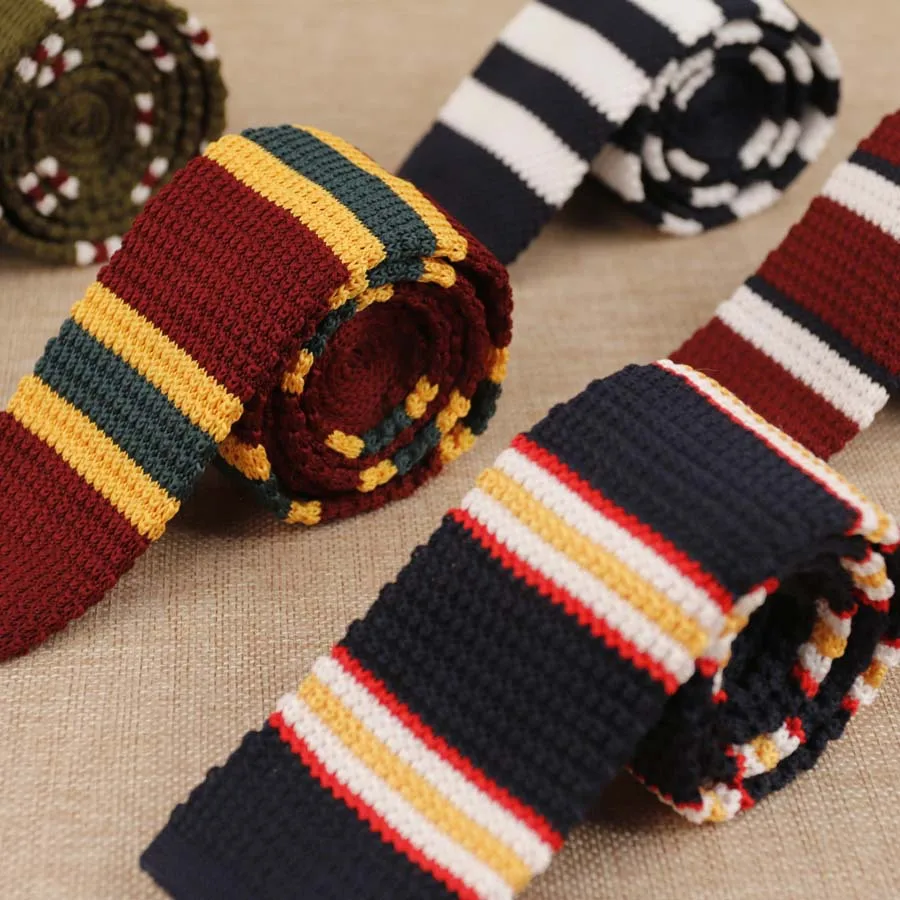 Herren Stricken Krawatten Casual Striped Gestrickte Krawatten Für Männer Hochzeit Anzüge Polyester Slim Krawatten Gravatas Business Dünne Männer Krawatten