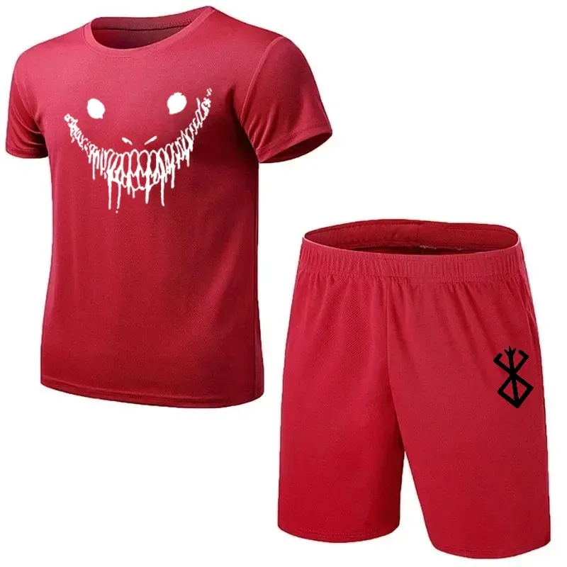 Conjunto de camiseta y pantalones cortos para hombre, Camiseta deportiva de manga corta estampada a la moda para correr, conjuntos cómodos con cuello redondo para verano 2025, 2025