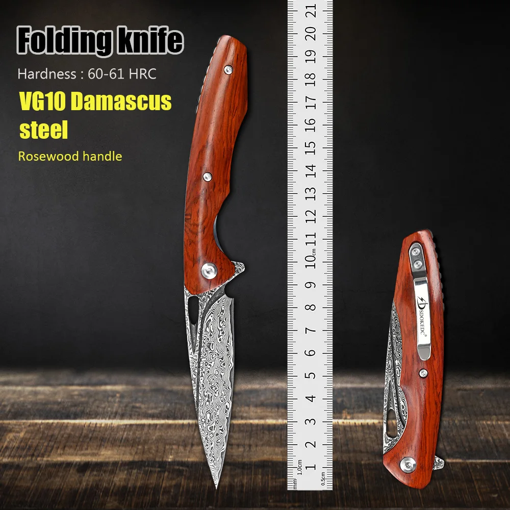 

EDC Tool Self Defense Camping Utility Pocket Knives Tactical Survival Hunting Folding Knife Damascus