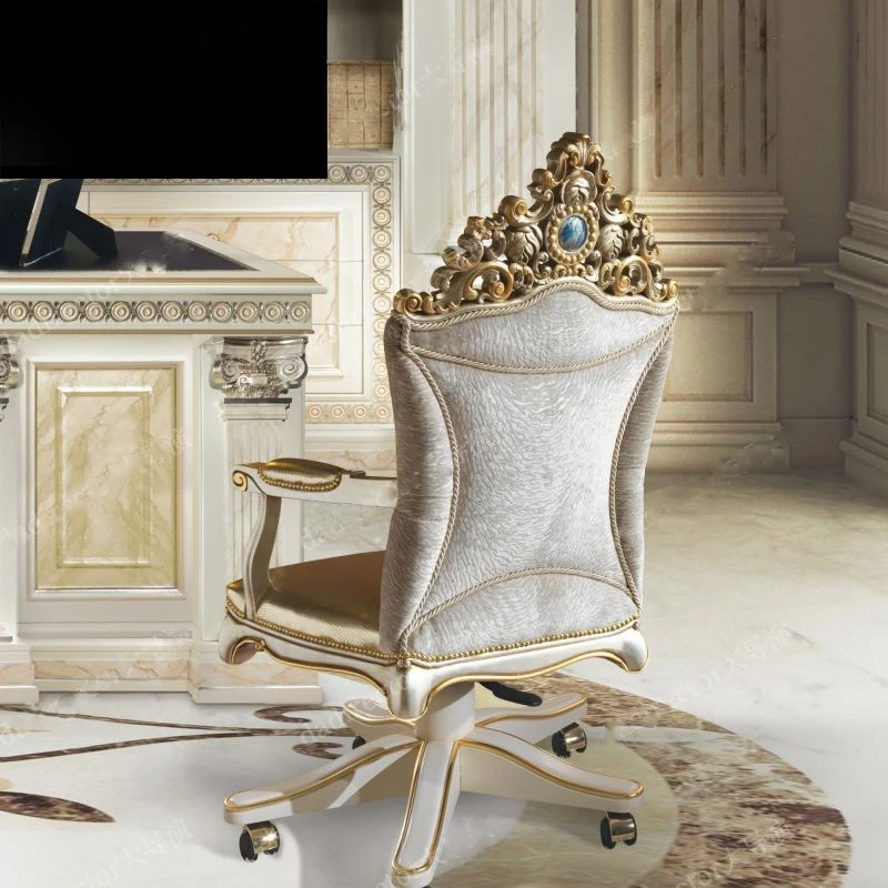 French carved dining table and chair fabric armrest book chair villa dining table and chair 5