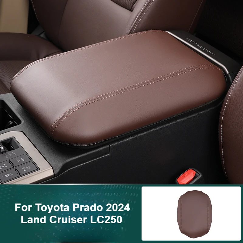 Car Armrest Cover Leather Anti-Scratch Center Console Cover For Toyota Prado 2024 Land Cruiser LC250 Interiror Accessories