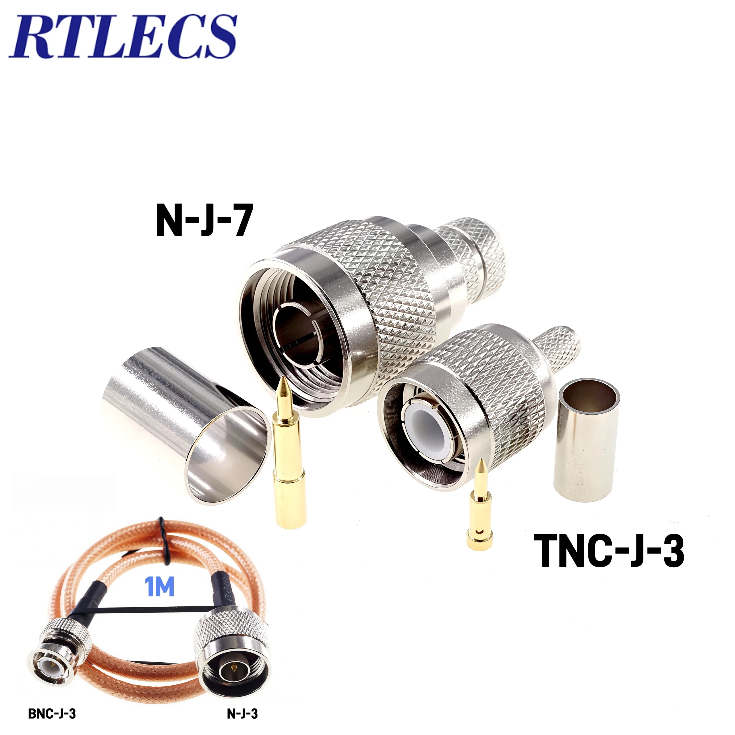 1M BNC to N Adapter FR Adapter N TNC Connector Type Straight Plug Male for Coax Cable RG214 RG142 Pigtail Jumper 50 Ohm