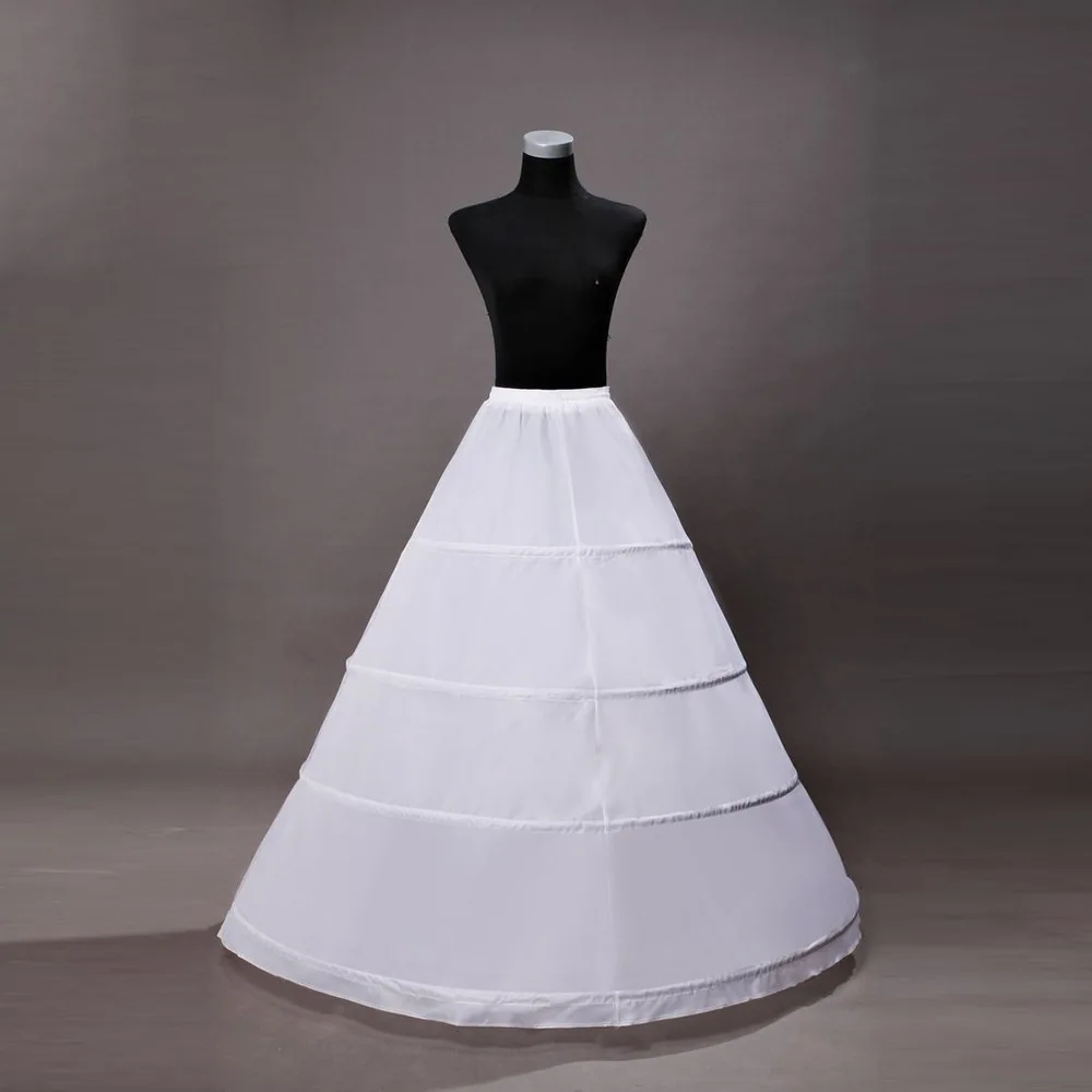 Women Crinoline Petticoat 4 Hoop A-line Skirt Slips Floor Length Underskirt for Wedding Ball Gown Bridal Dress 2024