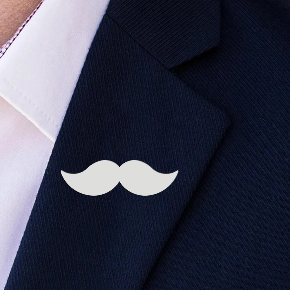 Stainless Steel Jewelry, Fashionable Mustache Shaped Brooch, Men\'s Lapel Accessories, Stab Pins, Birthday Party Gifts