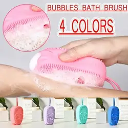 Cepillo de baño de burbujas de silicona suave, cepillo de ducha de masaje, cepillos de baño de limpieza, cepillo de masaje multicolor, ducha de piel, frotamiento de espalda S O9V5