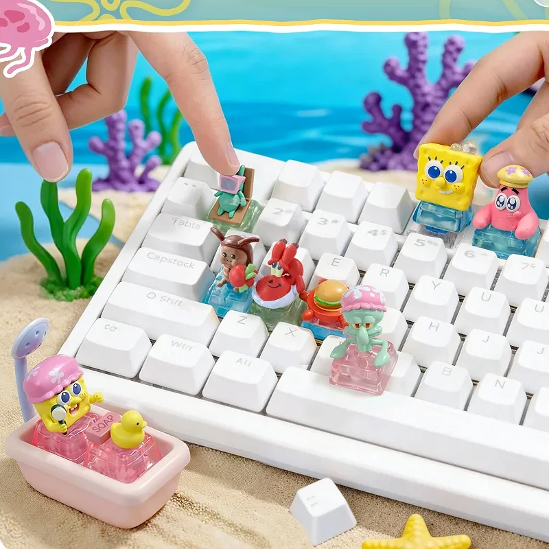 

Trending SpongeBob Blind Box Keycap Mr Krabs Squidward Figure Key Cap Set Collectible PVC Keyboard Ornament Gift For Fans