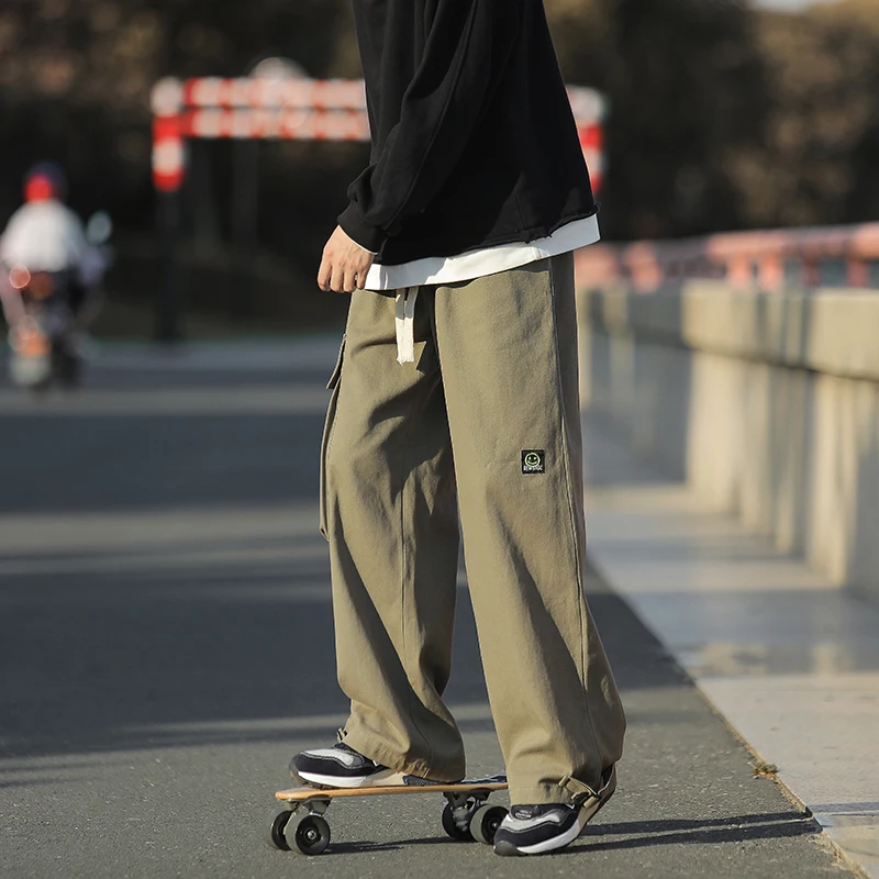 

Мужские брюки свободного кроя в стиле ретро, широкие повседневные брюки для работы, весна-осень, модные брендовые длинные брюки