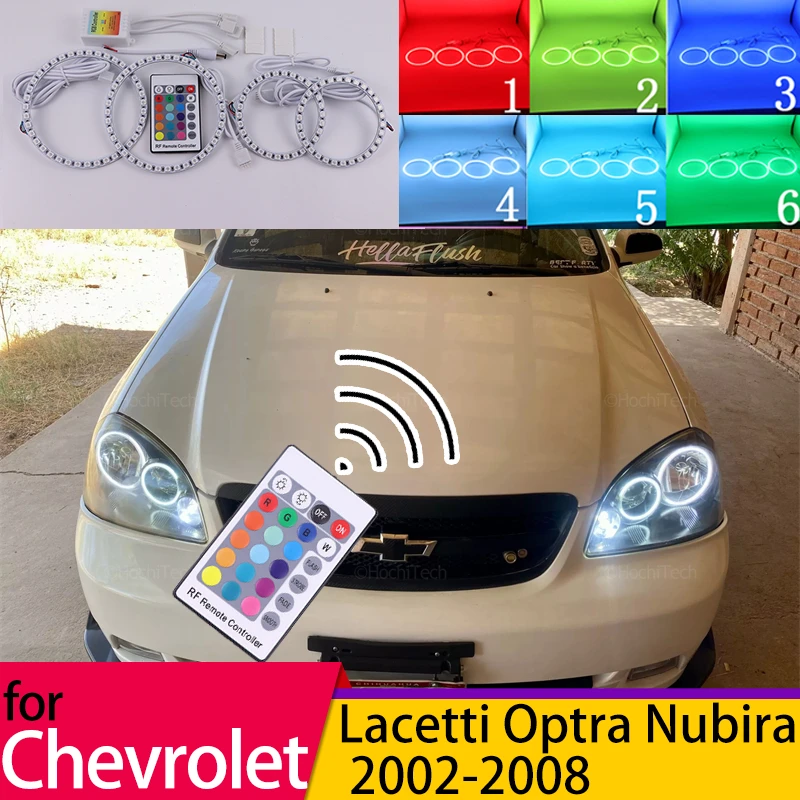 

RGB multi-color Remote Control Halo Rings Angel Eyes LED Headlight for Chevrolet Lacetti Optra Nubira 2002-2008 Accessories