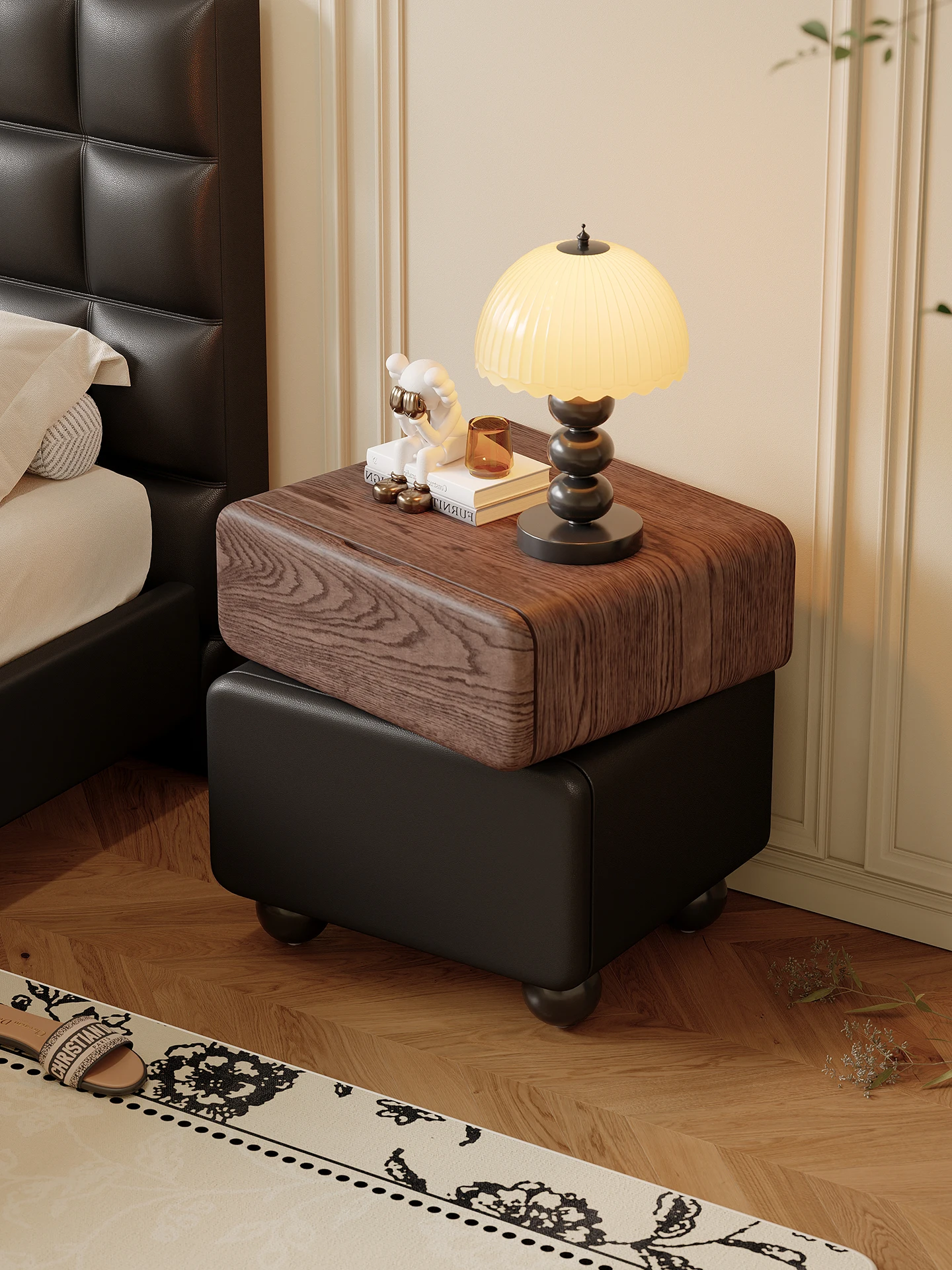 

Modern solid wood bedside tables and cabinets with 2 drawers Luxury bedroom storage furniture