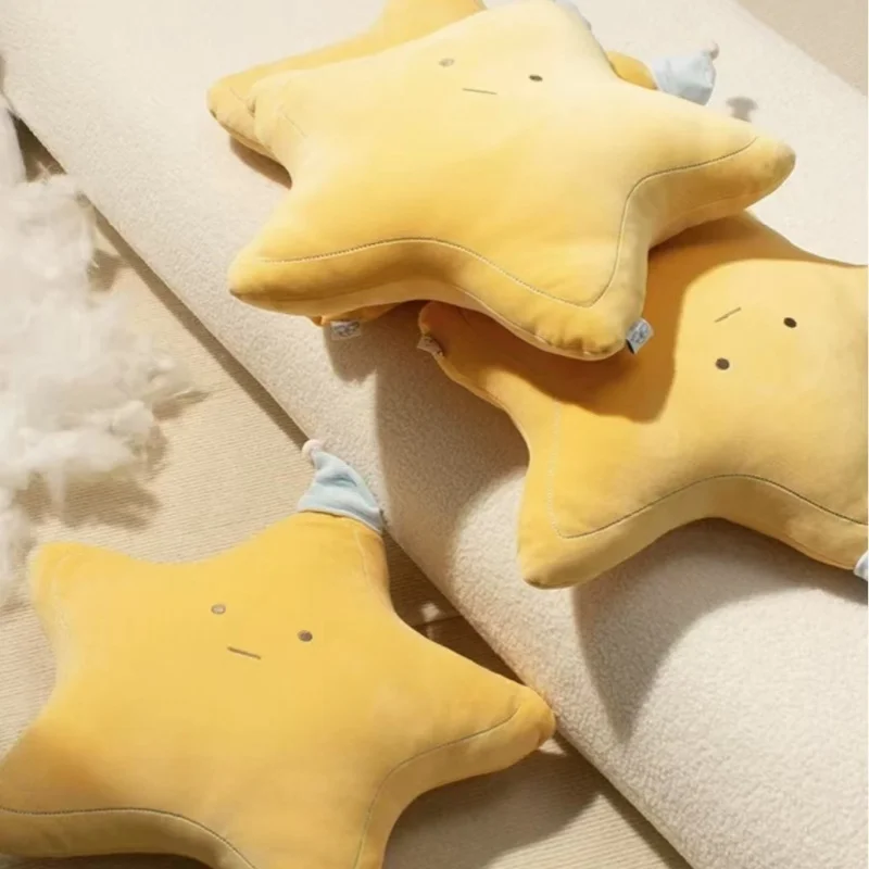 Alta qualidade amarelo estrela plushie almofada recheado bonito tempo brinquedo de pelúcia para o quarto do miúdo decoração sofá lance travesseiro meninas presente