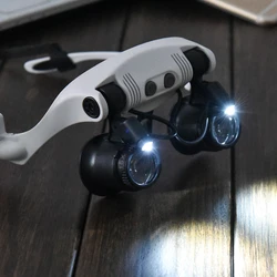 10x 15x 20x 25x Multi-Power Wearing Glasses Double LED Lights Magnifier Eye Glasses Watch Repair Loupe Jeweler Magnifying Glass