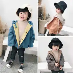 Autumn Children Boy Sweatshirt Coat Loose Spliced Thicken Warm Infant Baby Boy Jacket Casual Double Sided Toddler Boys Outerwear