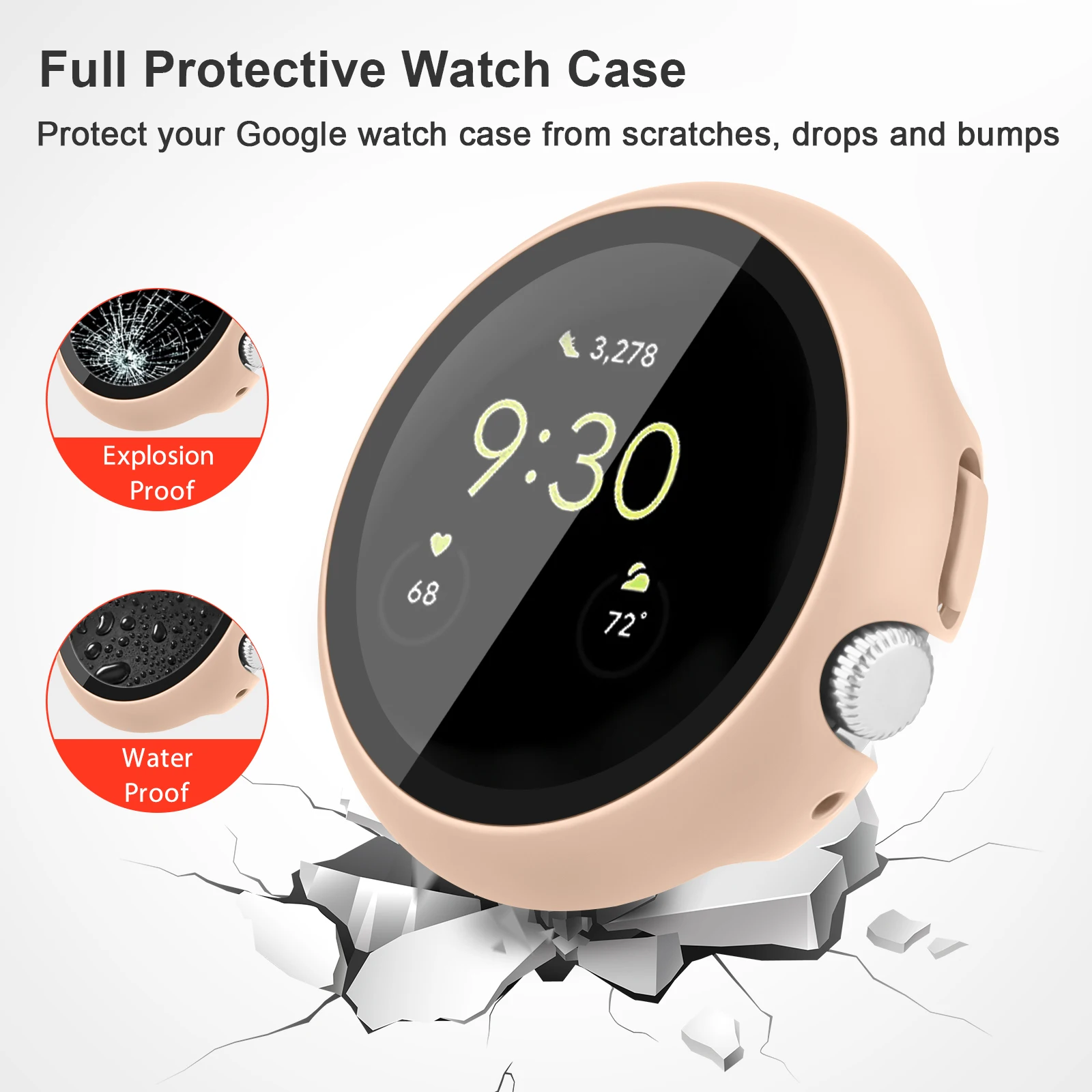 Glass+Case For Google Pixel Watch PC Protective Case Shell Screen Protector For Google Pixel Watch 2/1 image 5
