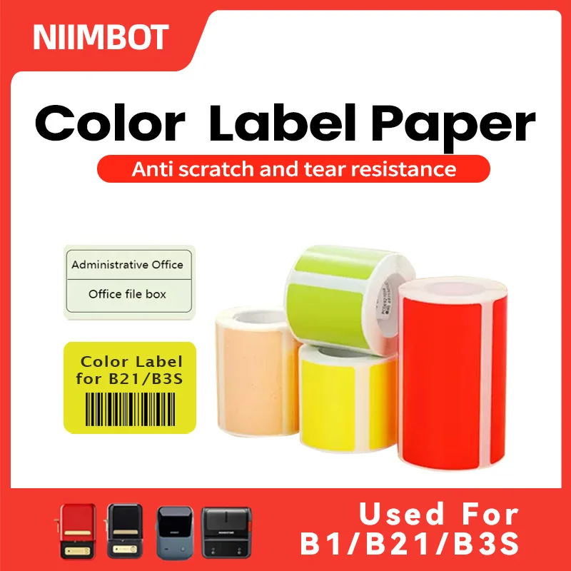 Niimbot B21/B1 thermal label paper, color label paper, price label sticker, waterproof mini portable thermal printer, self-adhes