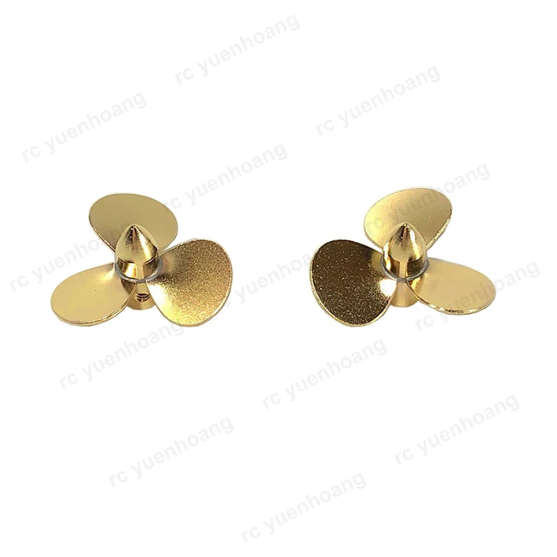 1Pair Diameter 23mm 3-Blade Paddle Tin Soldering Brass Propeller 23x2mm Positive Negative Props for RC Model Assembly Boat Ship