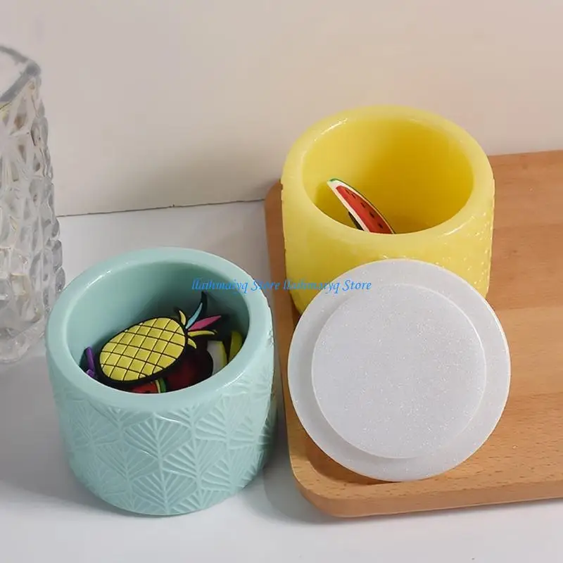 573B Storage Box Resin Mold, Flexible Silicone Jewelry Box Molds with/without Lid Cover Flower Pot Keys Coin Organizers Mould