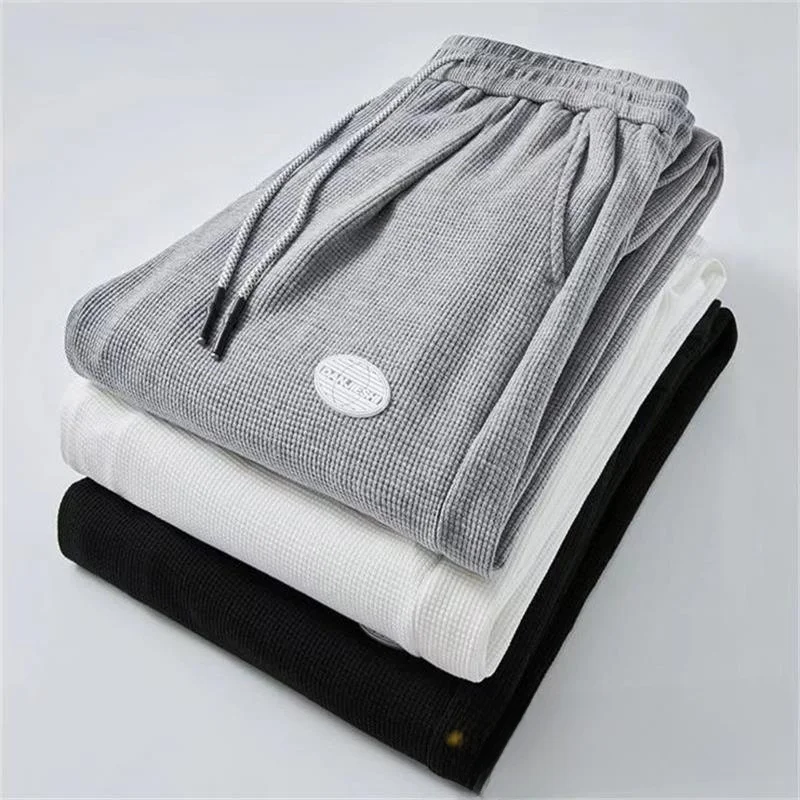 

Men's Summer Thin Sports Casual Pants Loose Large Size Nine Points Wfle Patterned Sweatpants Elastic Cuff Leisure Trousers