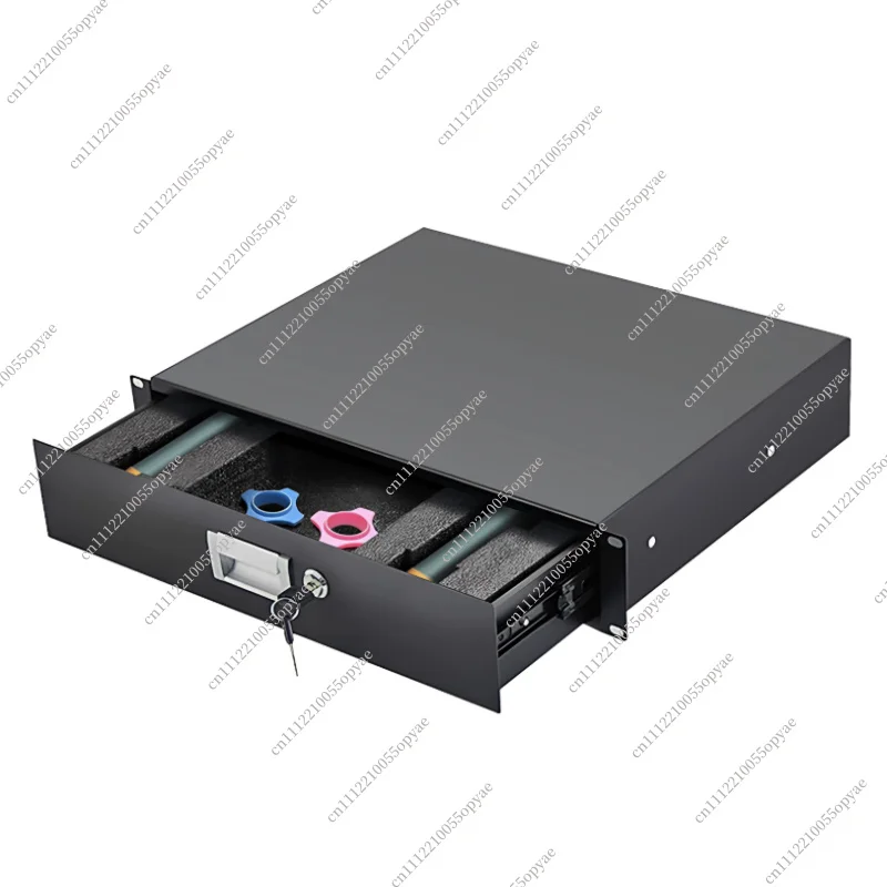 2U Metal Strap Lock Drawer 19 Inch Standard Cabinet for Wireless Microphone Storage Rack Mount Case with Lock