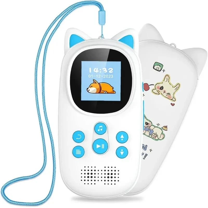 Newest Kitty Style Kids MP3 Player With Bluetooth 1.44inch Screen 32G Mini Cute MP3 Support TF Card,FM Radio,Recording,Alarm Clo