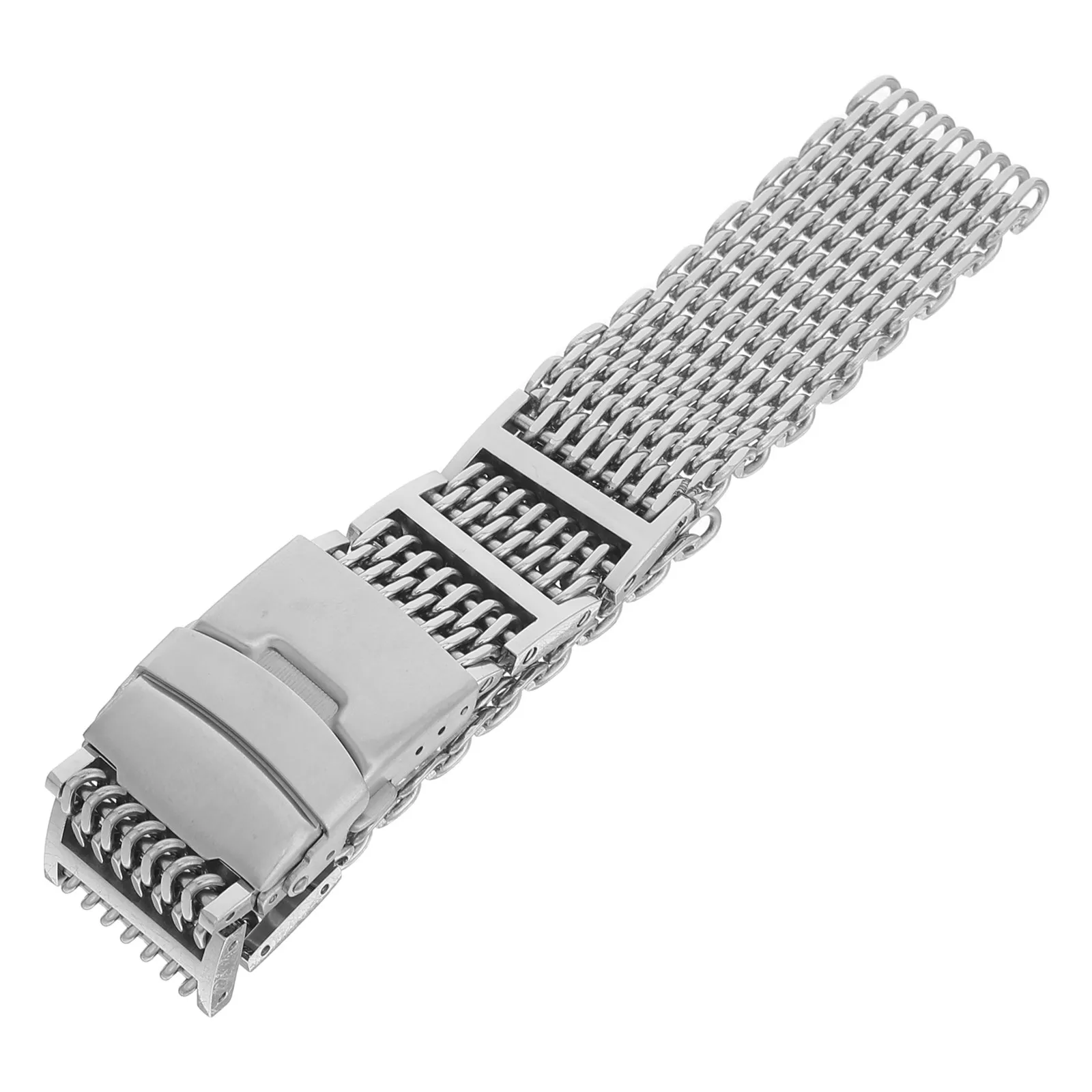 

22Mm Shark Mesh Watch Strap Stainless Steel Luxury Elegant Band Replacement for Most Watches Wrist Bracelet Silver