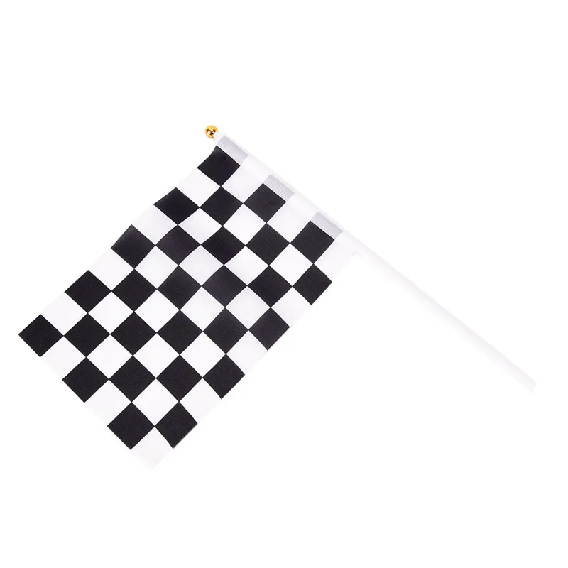 【5x Black And White Flag Checkered Racing Banner Polyester Flags Hand Signal Flags】