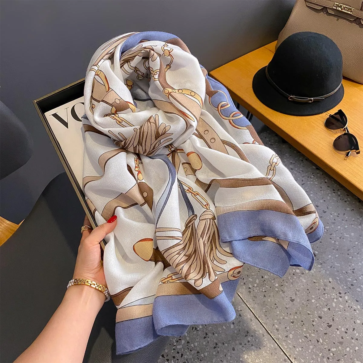 

Роскошные шарфы с принтом, женский модный дизайнерский шарф, платок, повязка на голову, платок Bufanda, весенне-осенний хлопковый льняной платок из пашмины