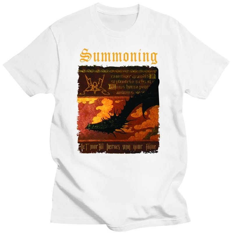 Summoning - Let Mortal Heroes Sing Your Fame T Shirt S-3XL black 100% cotton Tee Shirt Mens 2018 New Tee Shirts Printing(1)